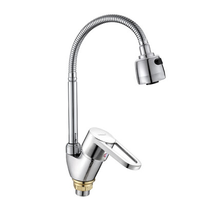 Смеситель DIKALAN для кухни однорыч. 35мм гайка гусак гофр. (12) D57E06