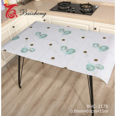 Клеенка силиконовая 0,8*15 м 0,8 мм бирюзовые листочки Baizheng