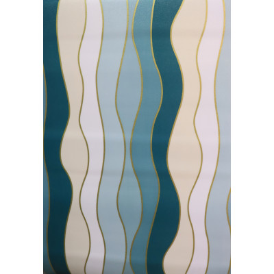 Клеенка силиконовая 0,8*15 м 0,8 мм цветные волнистые линии с золотом Baizheng