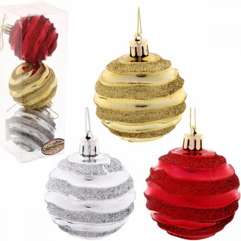 Набор пластиковых шаров d-6 см 3 шт микс Сказочное сияние Серпантин