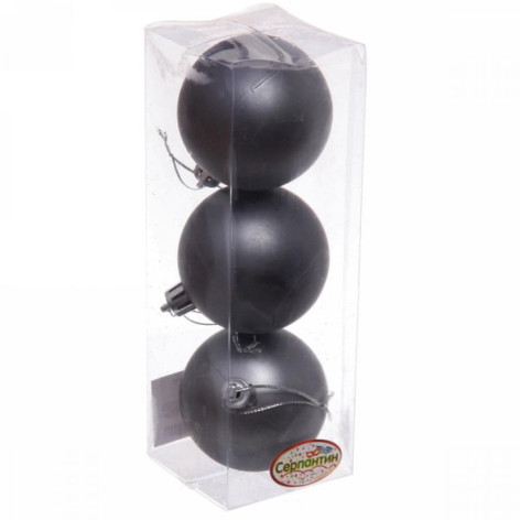 Набор пластиковых шаров d-6 см 3 шт графит Матовый Серпантин