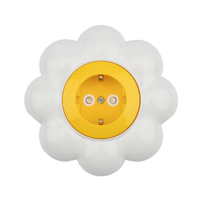 Розетка 1 мест 2П+3 с з/ш IP20 16А Ромашка желтая/белая Kranz Happy