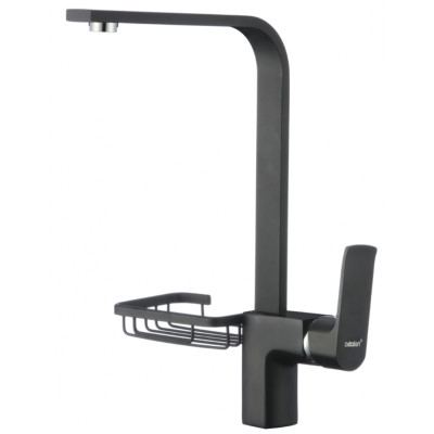 Смеситель DIKALAN для кухни с мыльницей выс. поворотный излив 40мм гайка Латунь Черный (10) D40372-7