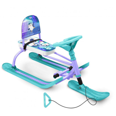 Снегокат металлический h-260 мм до 60 кг складная спинка с пингвинятами TWINY1 Nika Снегокат металлический h-260 мм до 60 кг складная спинка с пингвинятами TWINY1 Nika