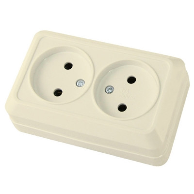 Розетка двойная 2П оу IP20 10А сл.кость Ладога TDM Розетка двойная 2П оу IP20 10А сл.кость Ладога TDM
