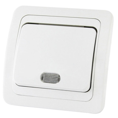 Выключатель 1кл подсветка 10А белая Валдай TDM Выключатель 1кл подсветка 10А белая Валдай TDM