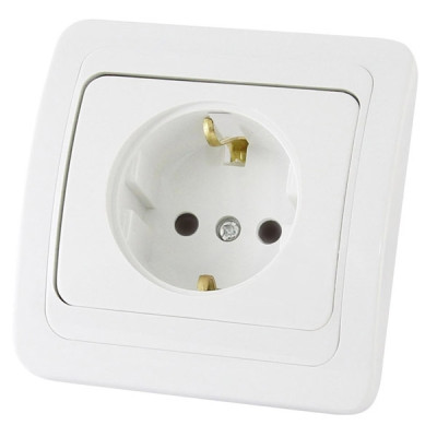 Розетка 1 мест 16А 2П+3 белая Валдай TDM Розетка 1 мест 16А 2П+3 белая Валдай TDM