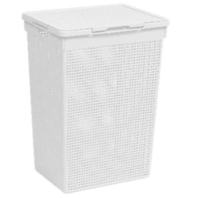 Корзина пластиковая для белья 60 л 430*330*59,5 мм с крышкой белый Лофт Violet