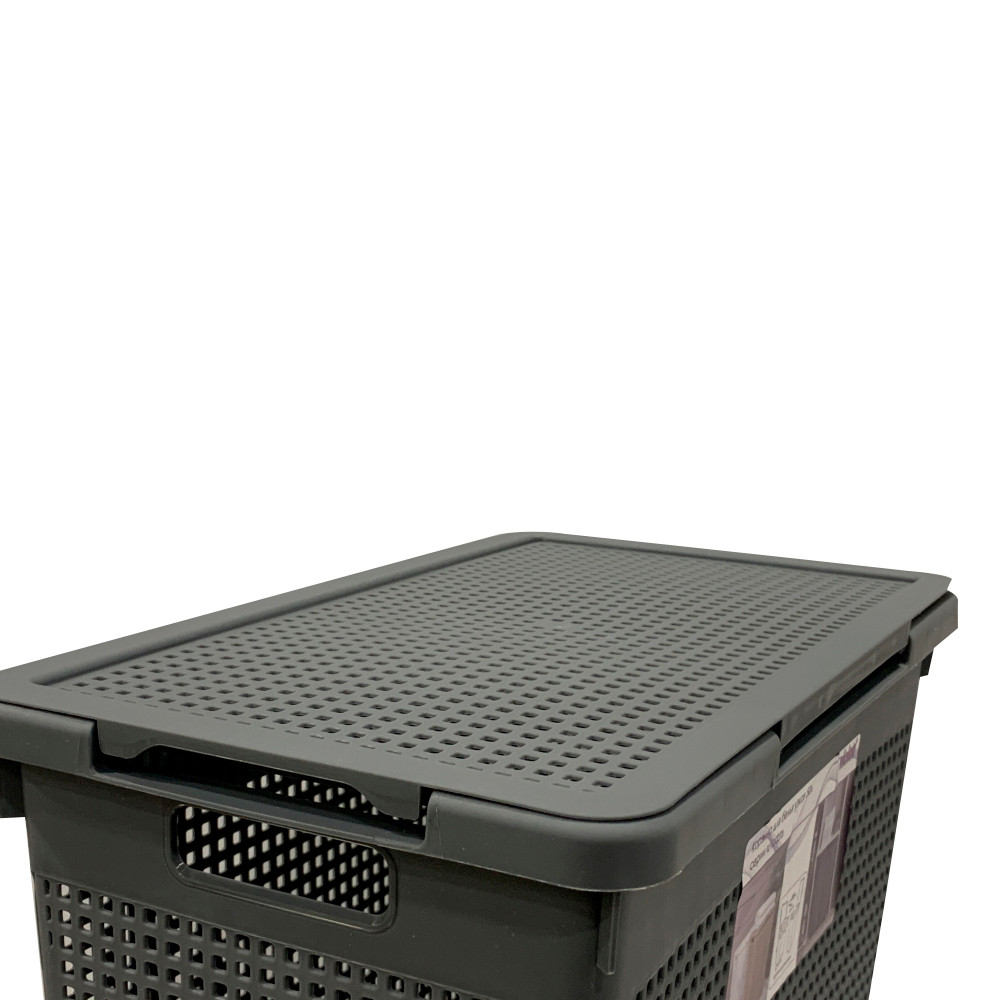 Корзина пластиковая для белья 60 л 430*330*59,5 мм с крышкой серый Лофт Violet