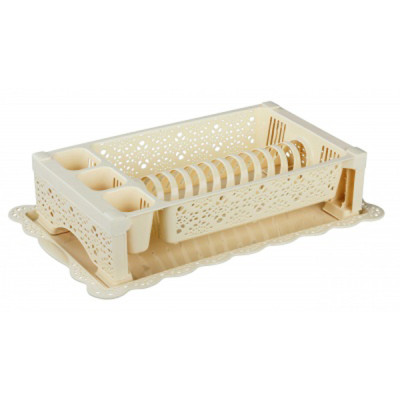 Сушилка пластиковая для посуды 530*340*115 мм бежевый Кружево Альтернатива Сушилка пластиковая для посуды 530*340*115 мм бежевый Кружево Альтернатива