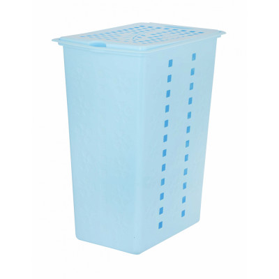 Корзина пластиковая для белья 30 л 372*263*480 мм с крышкой голубой Виолетта Альтернатива