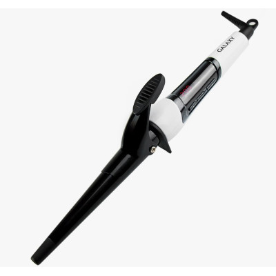 Плойка конусная для завивки волос 45 Вт d-13-25 мм керамическое покрытие бело-черный Galaxy