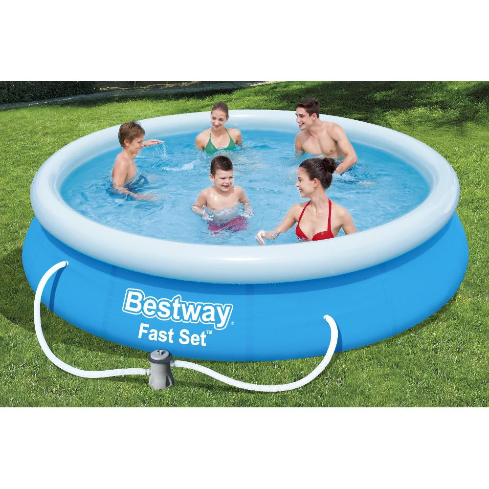 Бассейн с надувным бортом 366*76 см 5377 л фильтр насос Bestway 57274