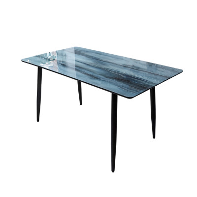 Стол керамогранит кухонный 140*80 см серый ножки металл черный DT-205SNH 2 кор Baizheng