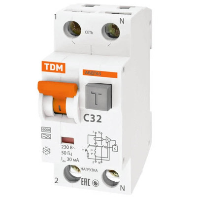 Дифавтомат C32 30мА АВДТ 63 TDM Дифавтомат C32 30мА АВДТ 63 TDM