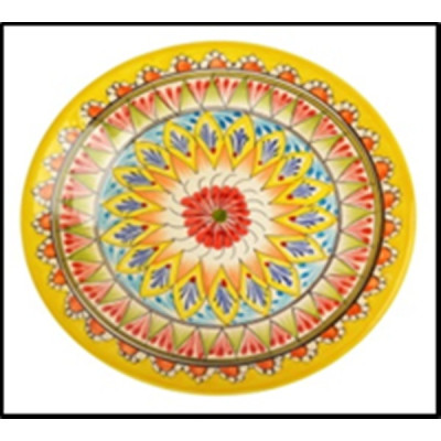 Тарелка керамическая обеденная 22 см желтая Риштанская Керамика Тарелка керамическая обеденная 22 см желтая Риштанская Керамика