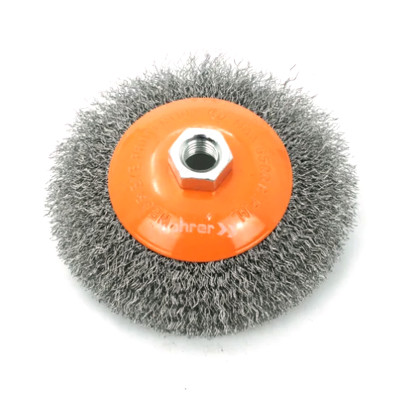 Щетка дисковая, коническая мягкая 125 мм, толщина проволоки 0.3 мм для УШМ Bohrer