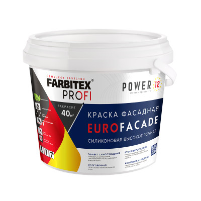 Краска фасадная силикон самоочищающая высокопрочная базаС 2,1л/3(6)EuroFacade FARBITEX ПРОФИ