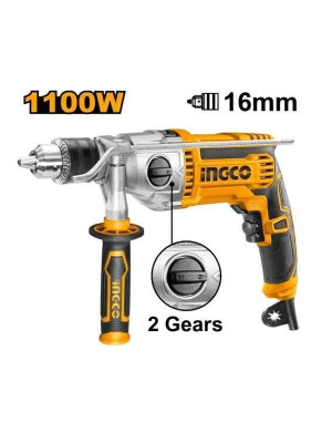 Дрель ударная INGCO 1100Вт. 0-3000об/мин. 16 мм INDUSTRIAL(6) ID211008