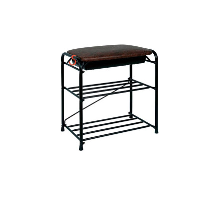 Подставка металлическая для обуви 3-х ярусная 45*30*48 см сиденье с ящиком черный Альфа 13 ЗМИ