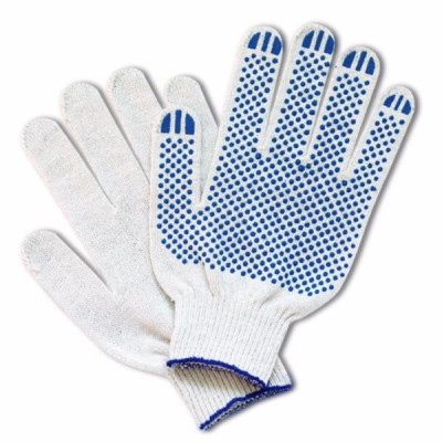 Перчатки х/б с ПВХ 4н 10кл точка белые Перчатки х/б с ПВХ 4н 10кл точка белые