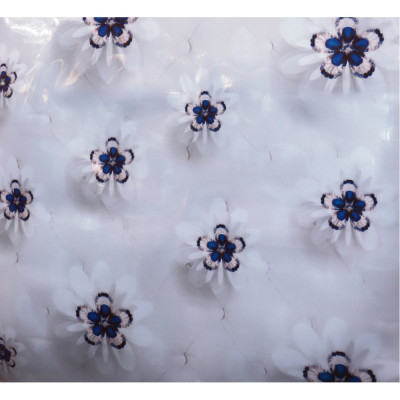 Клеенка силиконовая 0,8*20 м сине-розовые цветы на белом Baizheng