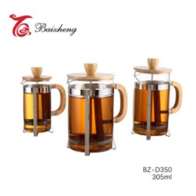 Френч-пресс стеклянный 350 мл дерев подставка дерев крышка прозрачно коричн Baizheng Френч-пресс стеклянный 350 мл дерев подставка дерев крышка прозрачно коричн Baizheng