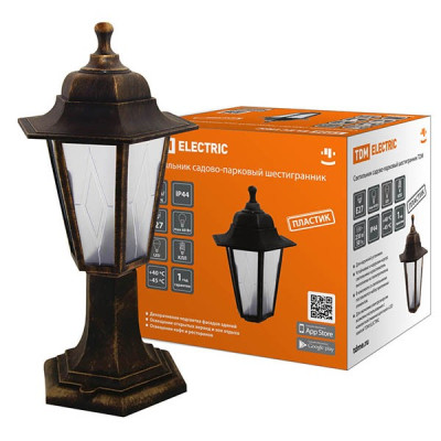 Светильник садово-парковый НТУ 06-60-001 шестигранник, стойка, пластик, расс.пластик,бронза TDM Светильник садово-парковый НТУ 06-60-001 шестигранник, стойка, пластик, расс.пластик,бронза TDM