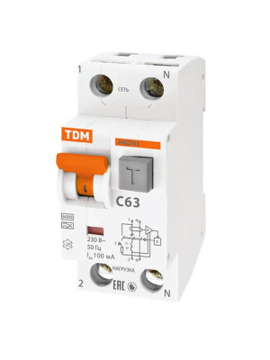 Дифавтомат C63 100мА АВДТ 63 TDM