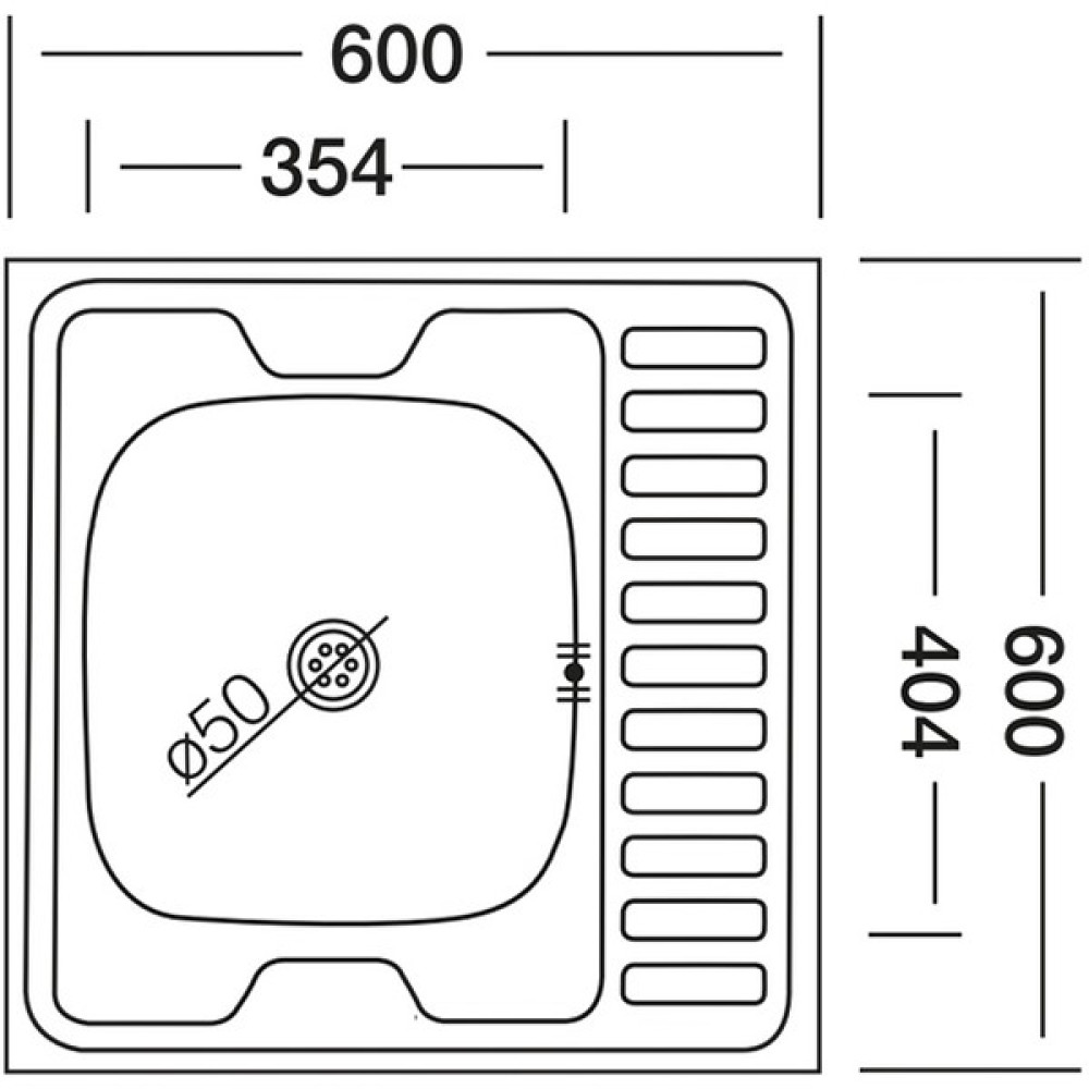 Мойка кухонная 60*60*13см 0,4мм. (без сифона) Vladiks V-403 правая