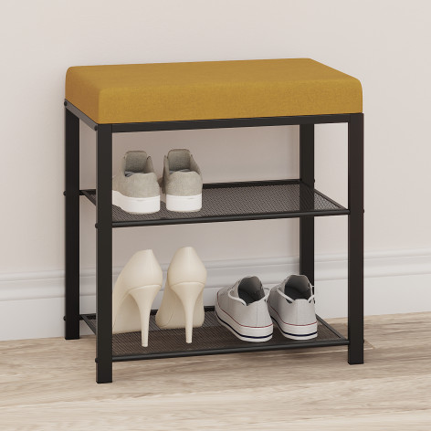 Банкетка металлическая 47*30*49 см черный сиденье горчичный Торонто 13S ЗМИ