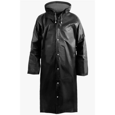 Дождевик-плащ 75*120 см с капюшоном на кнопках черный EVA Komfi