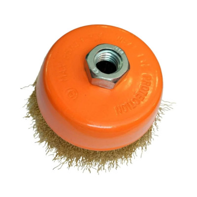 Щетка дисковая, чашеобразная латунированная мягкая 65 мм, толщина проволоки 0.3 мм для УШМ Bohrer