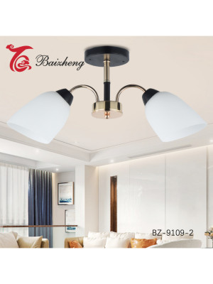 Люстра 2 плафона 50*12*25 см Е27 60Вт 9м2 плафон стекло черно бронза Baizheng