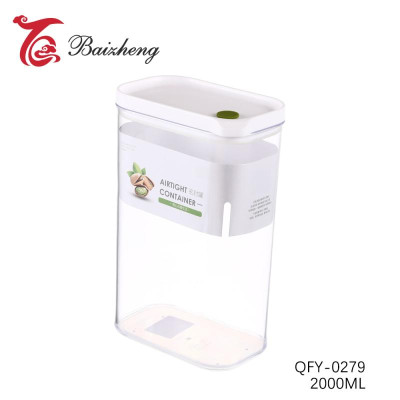 Банка пластиковая для сыпучих продуктов 2 л герметич крышка белый Прямоугольный Baizheng