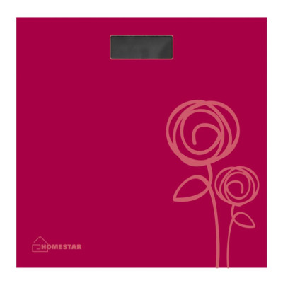 Весы напольные электронные 180 кг 26*26 см стеклянная поверхность малиновый HS-6001C HomeStar