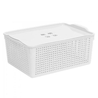 Корзина пластиковая  13 л 395*272*168 мм с крышкой белый Лофт Violet