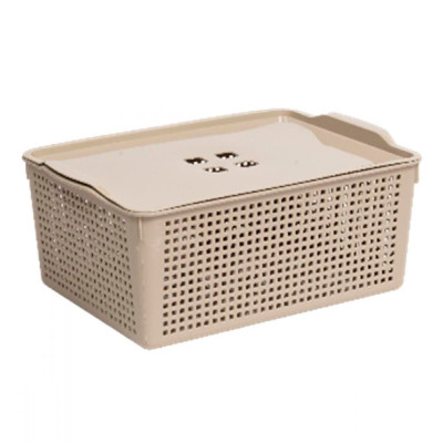 Корзина пластиковая  13 л 395*272*168 мм с крышкой латте Лофт Violet