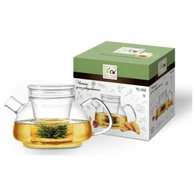 Чайник стеклянный заварочный 1000 мл прозрачный Teco