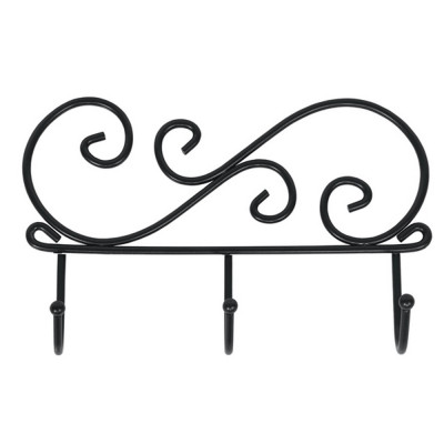 Вешалка металлическая настенная 200*40*130 мм черный Кружева 3 ЗМИ