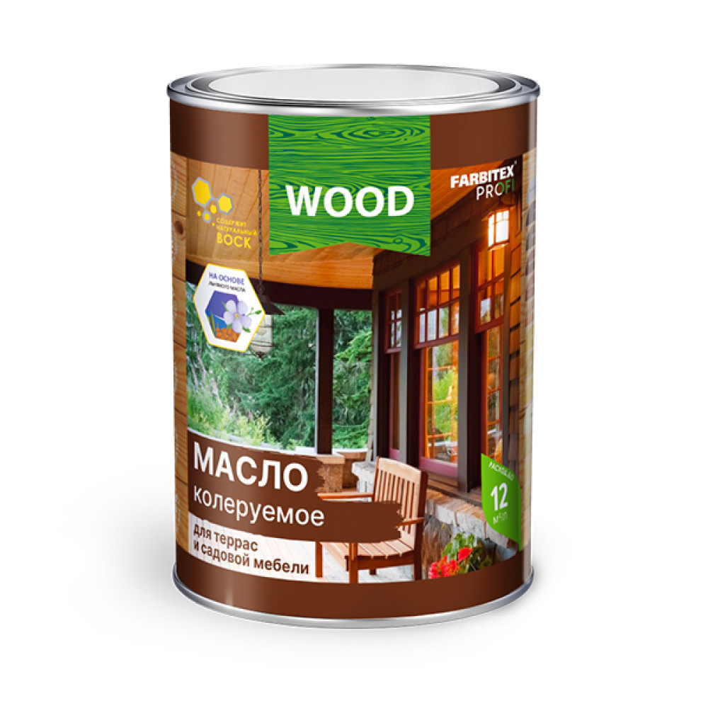 Масло колер для  тер и  мебели красное дерево 0,45 л(8) FARBITEX ПРОФИ WOOD