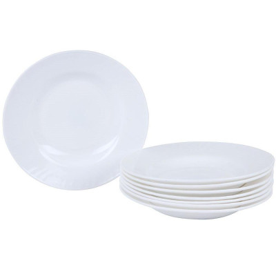 Тарелка стеклокерамическая суповая 23 см 300 мл волна Белый Rosenberg