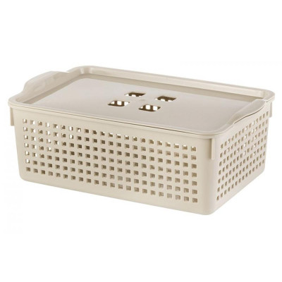 Корзина пластиковая  3,8 л 295*185*105 мм крышка латте Лофт Violet