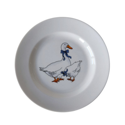 Тарелка фарфоровая обеденная 24 см Гуси Добрушский