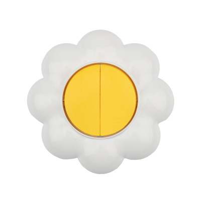 Выключатель 2 кл. 10А Ромашка желтый/белый Kranz Happy