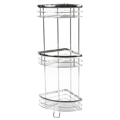 Полка металлическая для ванной 3-х ярусная угловая 19*19*62 см серебро Baizheng