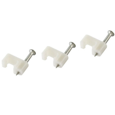 Скоба для кабеля 7мм плоская пластиковая (упак. 50шт) TDM Скоба для кабеля 7мм плоская пластиковая (упак. 50шт) TDM