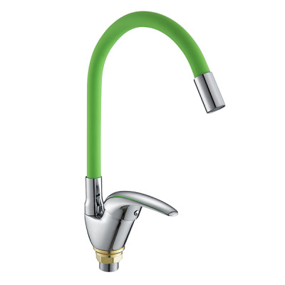 Смеситель DIKALAN для кухни однорыч. 35мм гайка силикон. излив Зеленый (12) D57E36/S