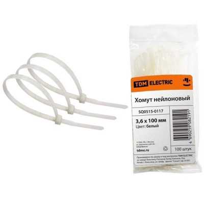 Хомуты нейлоновые 250*2,5мм белые TDM
