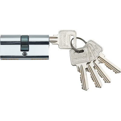 Цилиндровый механизм с вертушкой ЦМ 70 (35/35)  латунь 5 ключей, хром, блистер (50/10)